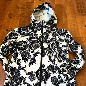 Lululemon Blk White Floral Full Zip Hooded Jacket